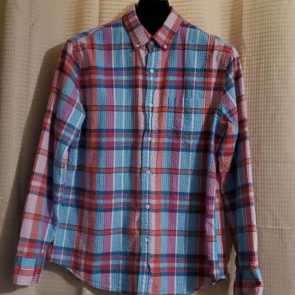 Rye Plaid Button Down Shirt L